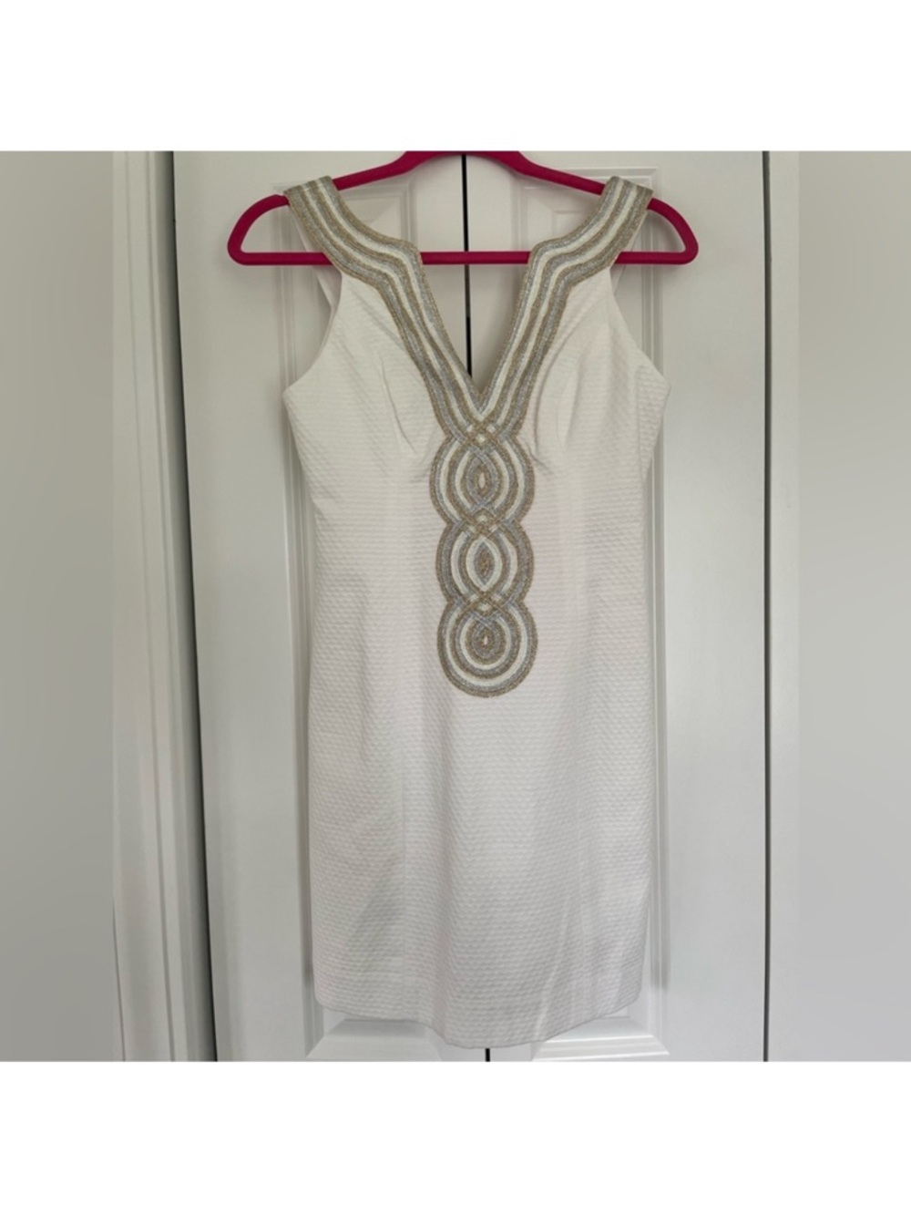 Lilly Pulitzer White Sleeveless Embellished V-Neck Mini Dress